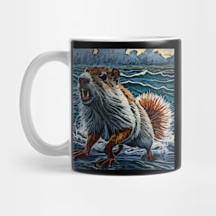 watercolor groundhog walking on water Mug